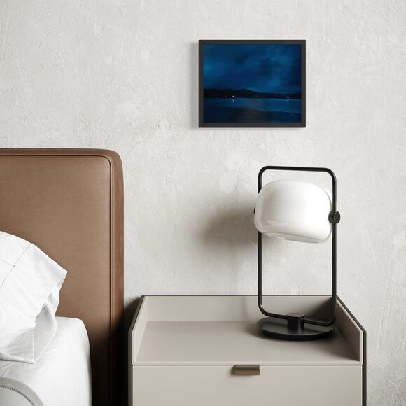 Original Oil Painting Landscape Lake Crescent Nocturne Deep Blue PNW 8x10 Signed - Picture 7 of 7